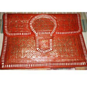 Embossed Leather Indian Clutch Purse